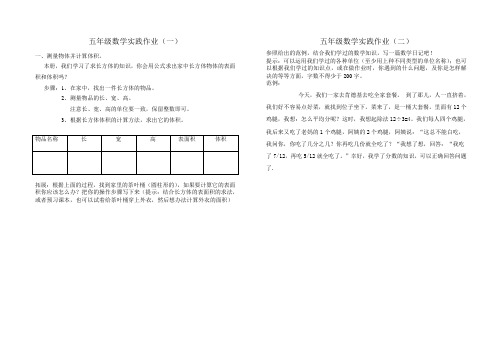 五年级数学实践作业