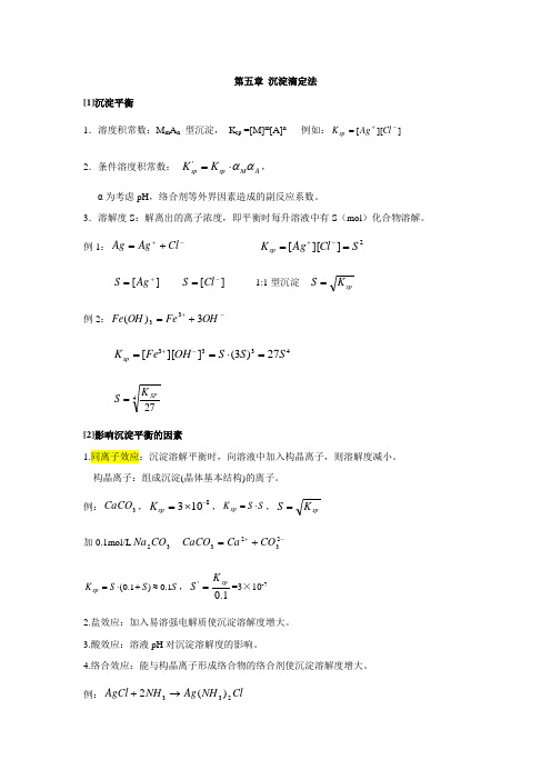 第五章 沉淀滴定法-知识结构点