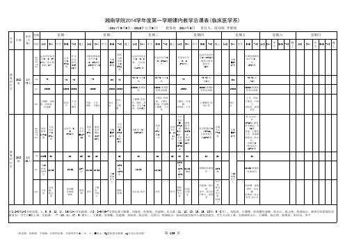 2014学年第一学期总课表(11.28)