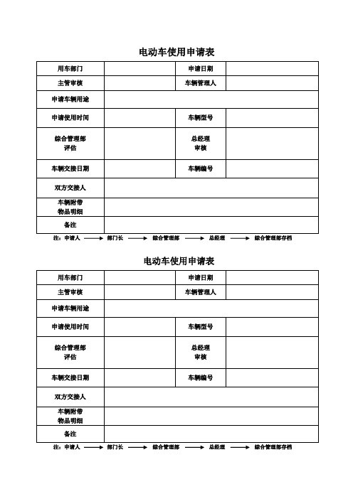 电动车使用申请表