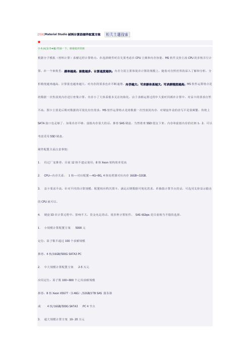 Material Studio材料计算的硬件配置方案