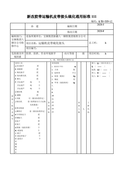 新改胶带运输机皮带接头硫化通用标准111