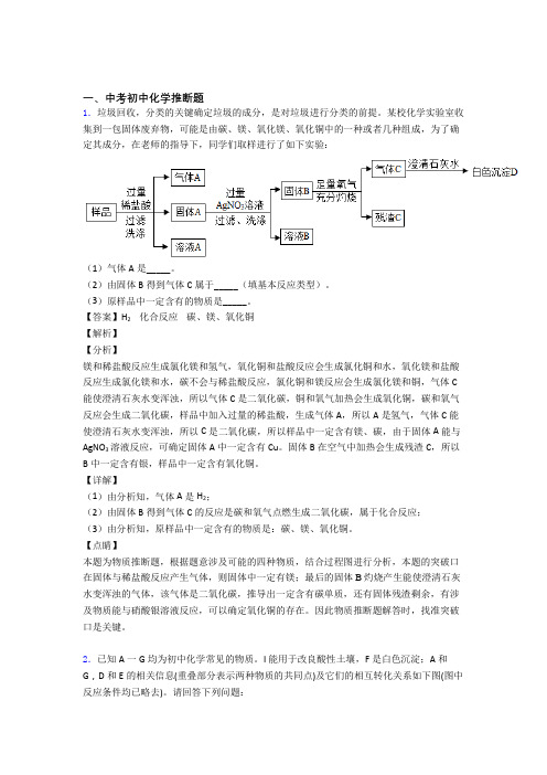 中考化学易错题精选-推断题练习题含详细答案