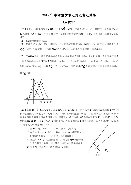 2018年中考数学重点难点考点精练