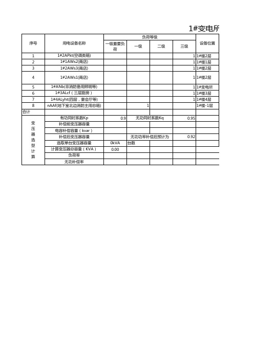 配电房负荷计算表