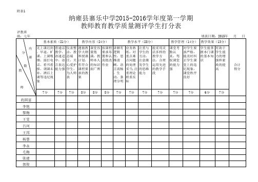 学生评教表