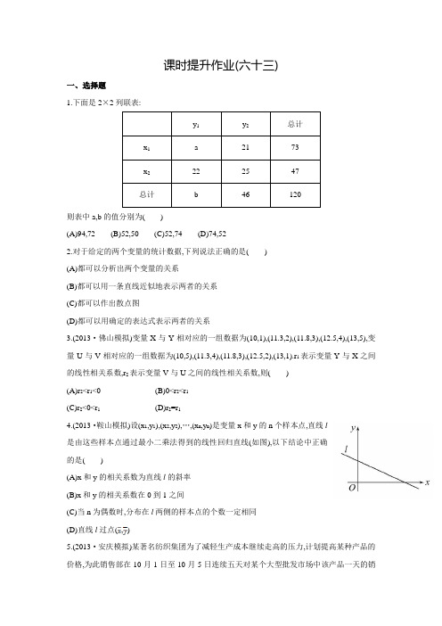 新广东高考人教版理科数学二轮复习方略教师配套作业9.4变量间的相关关系与统计案例(含答案解析)