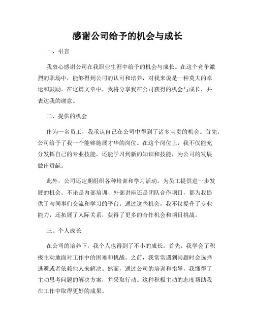 感谢公司给予的机会与成长