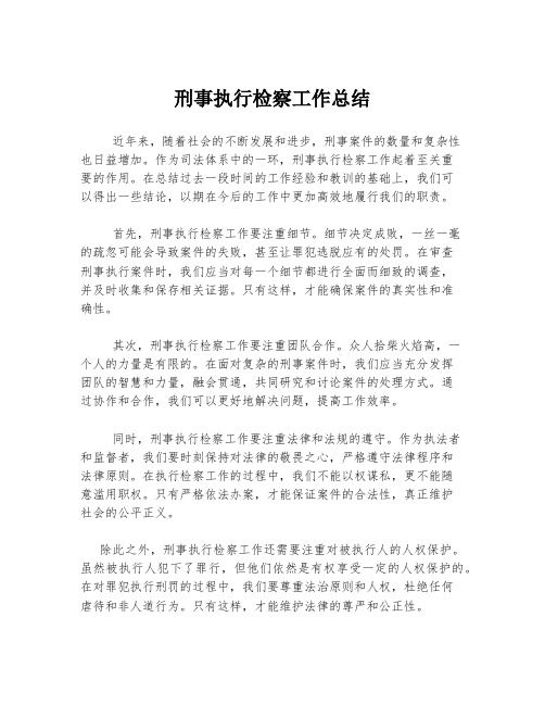 刑事执行检察工作总结