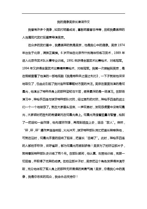 我的偶像吴京长津湖作文