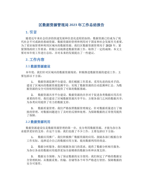 区数据资源管理局2023年工作总结报告