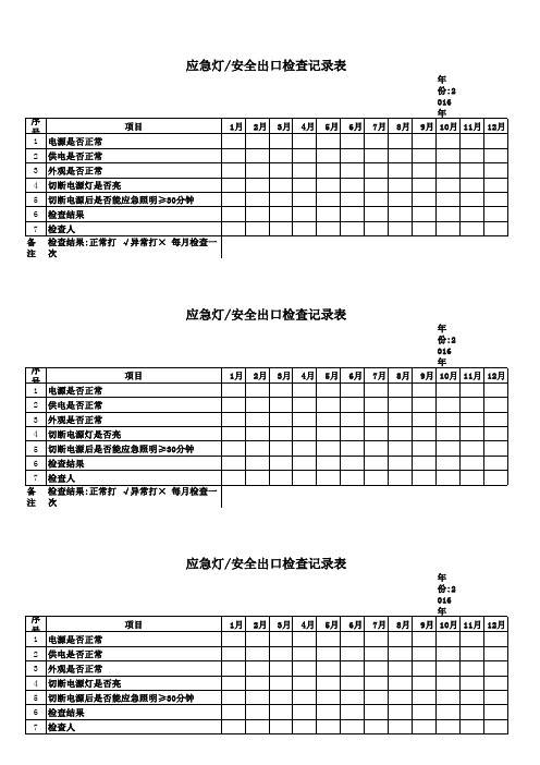 应急灯安全出口检查记录表