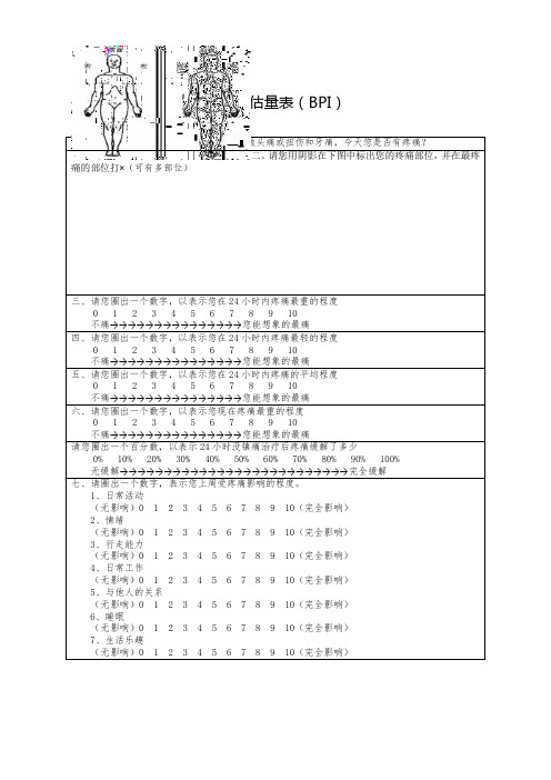 2.疼痛评估量表