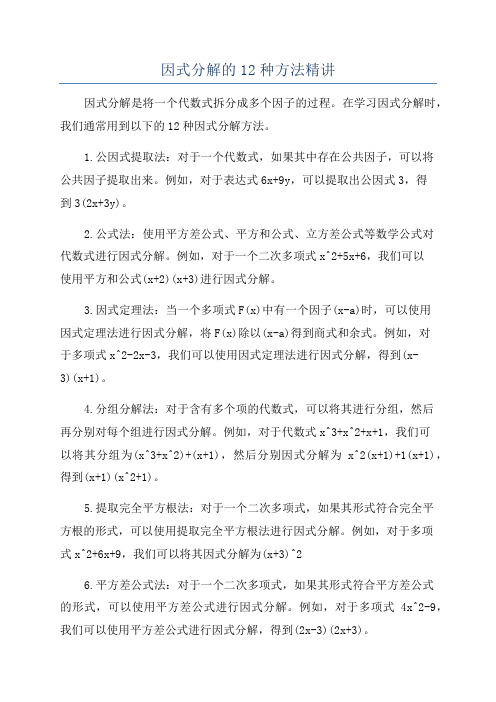 因式分解的12种方法精讲