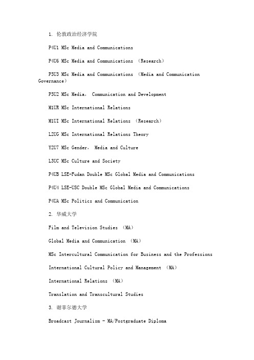 最新2020年英国传媒专业院校推荐