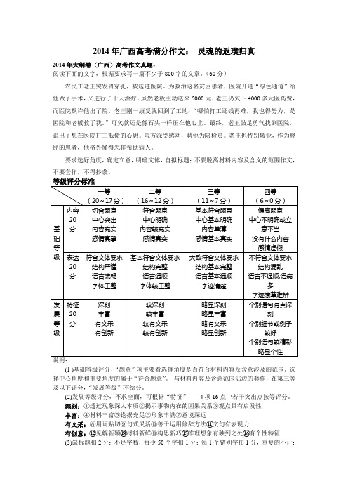 2014年广西高考满分作文:灵魂的返璞归真