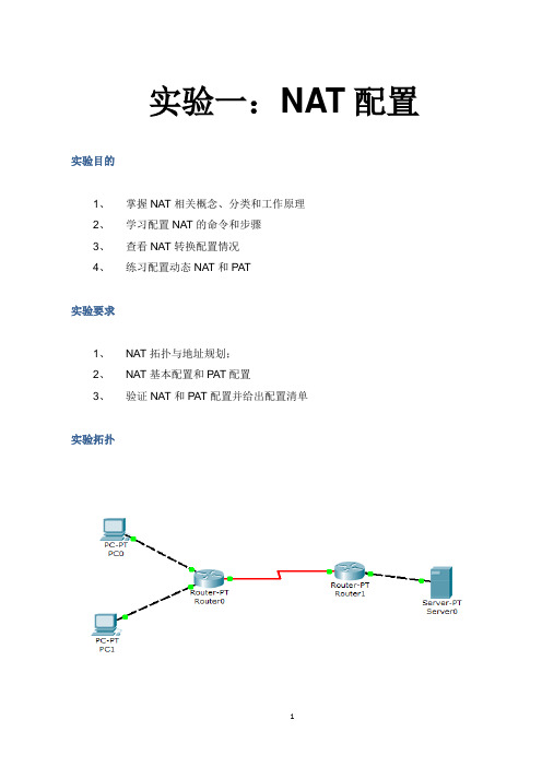 实验报告——实验一：NAT配置