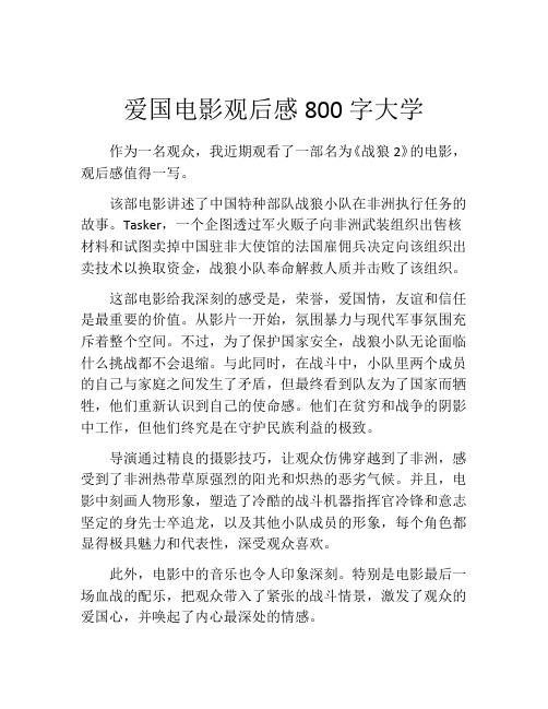 爱国电影观后感800字大学