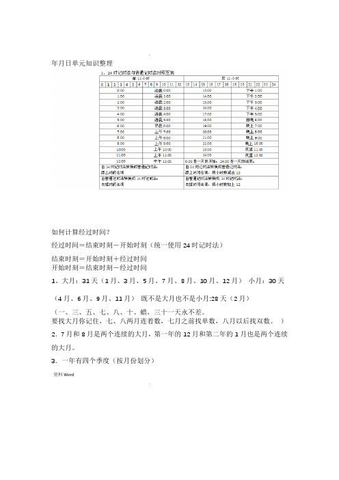 冀教三年级下册数学知识点总结