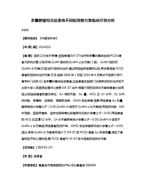多囊卵巢综合症患者不同促排卵方案临床疗效分析