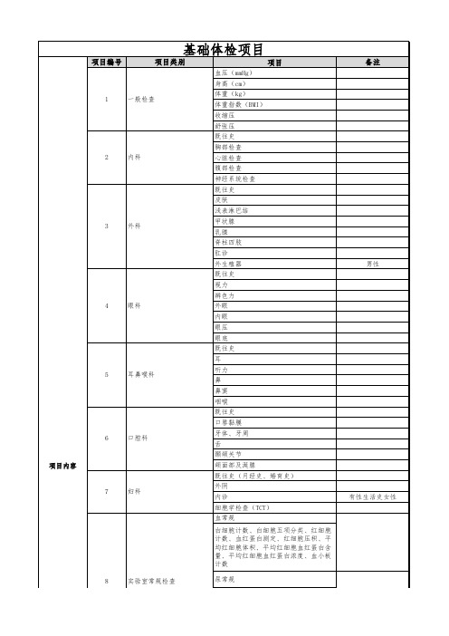 基础体检项目