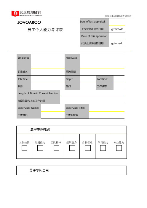 个人能力综合评估表