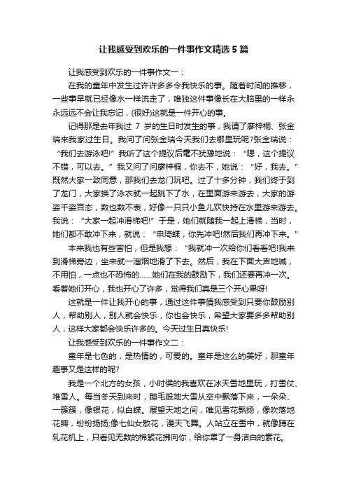 让我感受到欢乐的一件事作文精选5篇