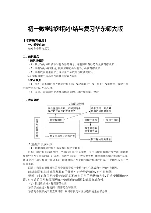 七年级数学轴对称小结与复习华东师大版知识精讲