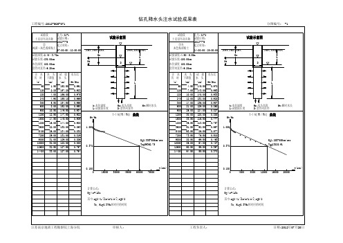 钻孔降水头注水试验成果表