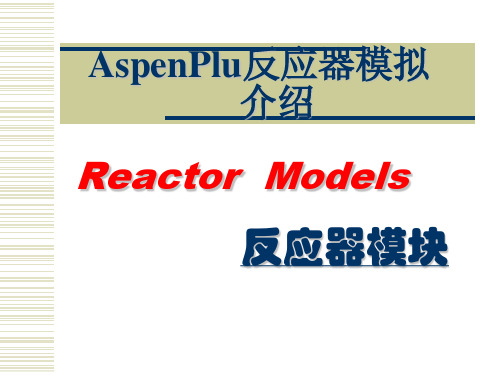 AspenPlu反应器模拟介绍 ppt课件