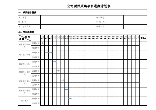 公司硬件采购项目进度计划表