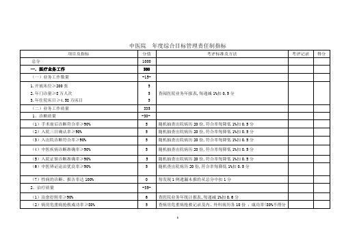 中医院综合目标考核