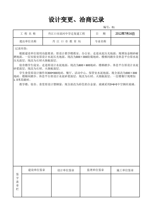 设计变更、洽商记录01