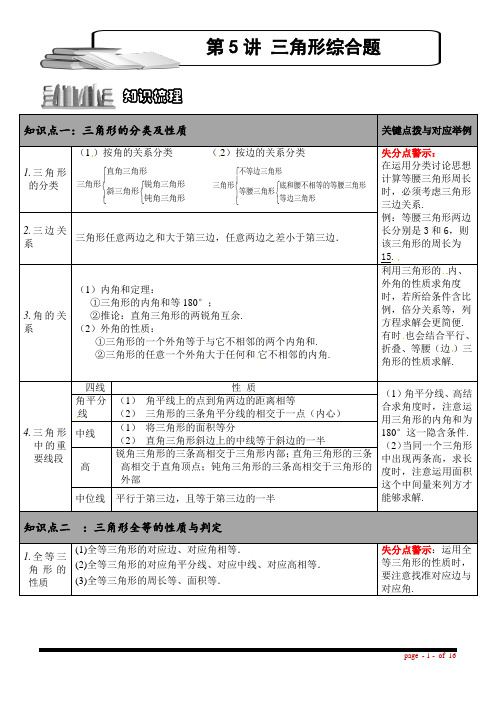 (中考数学二轮强化专题)第05讲 三角形综合题