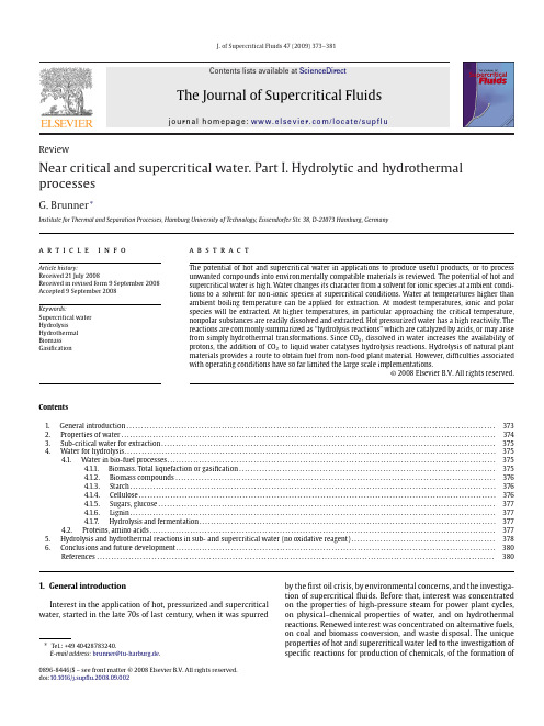 Near critical and supercritical water.Part I.Hydrolytic and hydrothermal