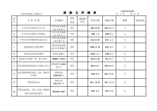 起重机械受控文件清单
