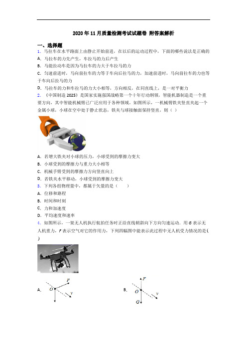 2020年11月质量检测考试试题卷 附答案解析