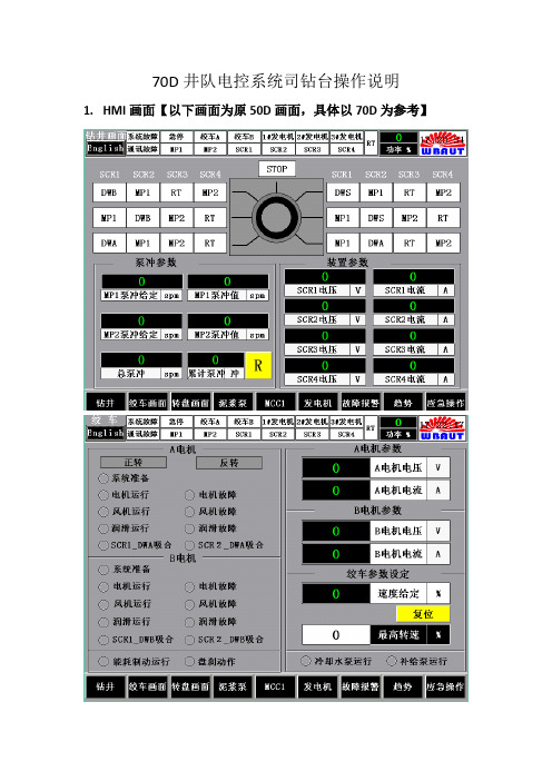 70D井队电控系统司钻台操作说明