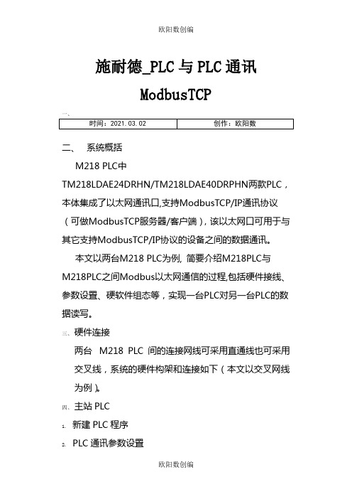 施耐德_PLC与PLC通讯ModbusTcp