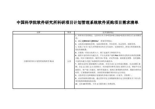 中国科学院软件研究所科研项目计划管理系统软件采购项目需