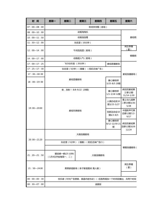 2016金鹰卡通编排表