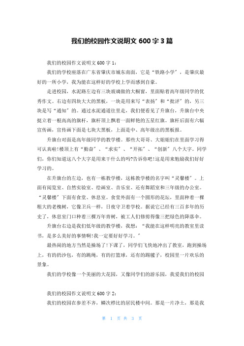 我们的校园作文说明文600字3篇