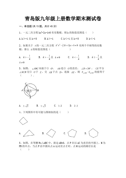 青岛版九年级上册数学期末测试卷【通用】