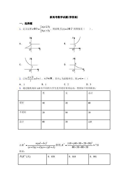 新高考数学试题(带答案)