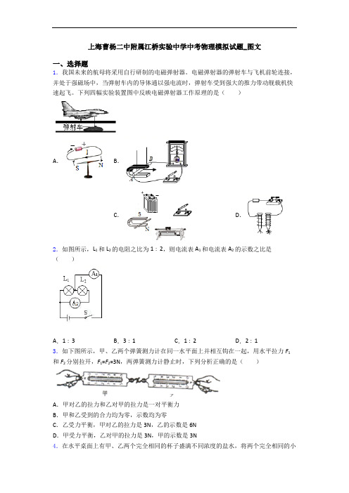 上海曹杨二中附属江桥实验中学中考物理模拟试题_图文