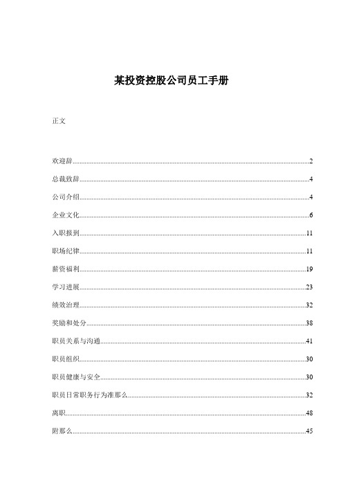 某投资控股公司员工手册