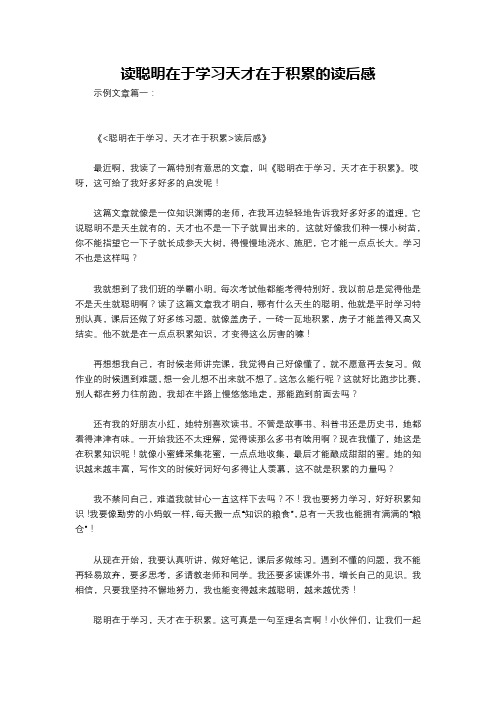 读聪明在于学习天才在于积累的读后感