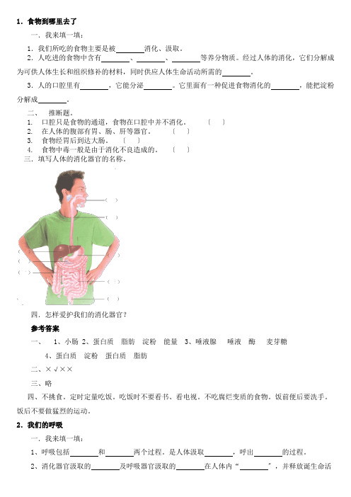 青岛版五年级科学下册各课知识