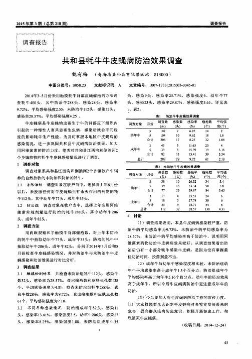 共和县牦牛牛皮蝇病防治效果调查