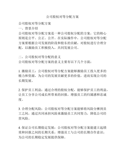 公司股权对等分配方案